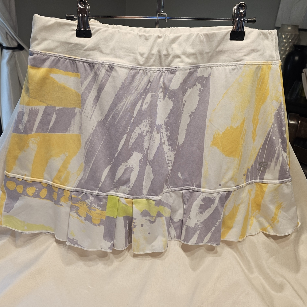 Abstract Print Skirt in Yellow and Purple